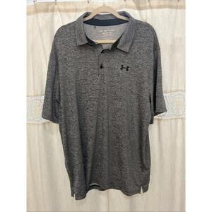 Under Armour The Playoff Polo Shirt Mens Gray Heather Golf Stretch Size XXL